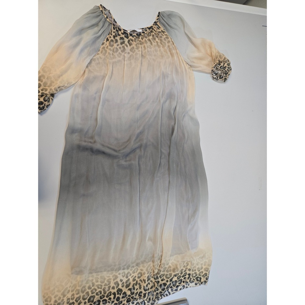 M&G Italy Silk Blend Leopard‎ Ombre Tunic Dress Grey Cream One Size TU